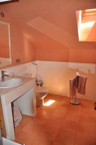 a bathroom with a sink and a toilet at Hotel Rural Robles in Jarandilla de la Vera