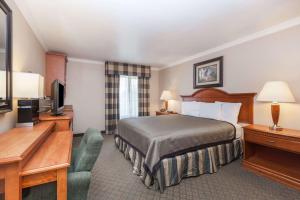 una camera d'albergo con letto e TV di Travelodge by Wyndham Sylmar CA a Sylmar