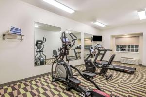 a fitness room with treadmills and elliptical machines at Microtel Inn & Suites by Wyndham Beaver Falls in Beaver Falls