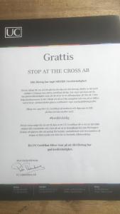 a sign that says grains stop at the cross arts at Stop at The Cross in Borås