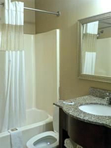 a bathroom with a toilet and a sink and a tub at HOTEL DEL SOL - Pensacola in Pensacola