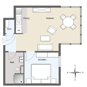 Půdorys ubytování Ferienwohnung Beach Loft im Haus Kühlung