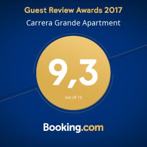 Certifikát, hodnocení, plakát nebo jiný dokument vystavený v ubytování Carrera Grande Apartment