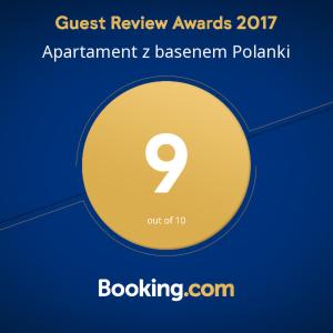 Certifikát, ocenenie alebo iný dokument vystavený v ubytovaní Apartament z basenem Polanki