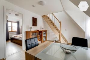 En eller flere senge i et værelse på Apartment 81 qm, Messe/Exhibition Center