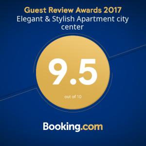 Certifikát, ocenenie alebo iný dokument vystavený v ubytovaní Elegant & Stylish Apartment city center