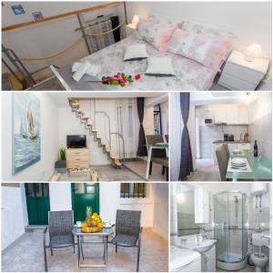 a collage of photos of a bedroom and a living room at Studio Apartment Vasilj in Split
