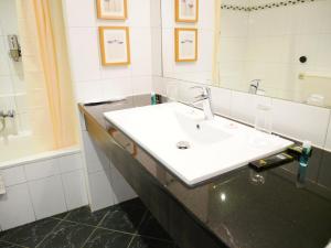 a bathroom with a white sink and a mirror at Hotel het Oosten in Alphen aan den Rijn