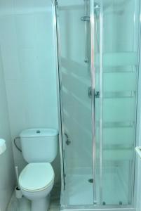 ベナルマデナにあるPuerto Marinaのバスルーム(トイレ、ガラス張りのシャワー付)