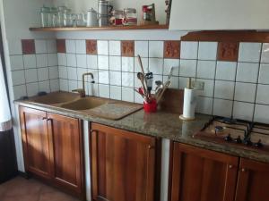 cocina con fregadero y encimera en Villa Margherita, en Nizza Monferrato