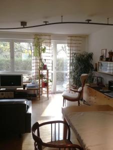 Zona d'estar a Room in maisonette with garden, parking place