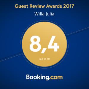 Certifikát, ocenenie alebo iný dokument vystavený v ubytovaní Willa Julia