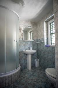 bagno con lavandino, doccia e servizi igienici di Villa Lika 1 a Laghi di Plitvice