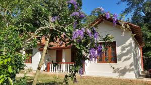 a house with purple flowers on a tree at The Pepper Cottage in Gomagoda