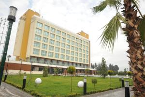 un gran edificio con un parque enfrente en Buyuk Osmaniye Hotel, en Osmaniye