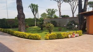 einen Garten mit einigen Figuren im Gras in der Unterkunft B&B Villa Elema in Nettuno