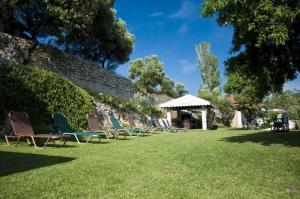 a row of chairs sitting in a field of grass at Allea Hotel and Apartments in Toroni