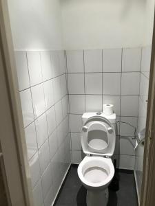 
a white toilet sitting in a bathroom next to a sink at Apartment Zaventem Brussels Airport D in Zaventem
