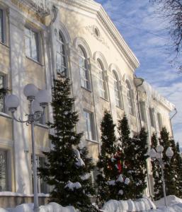 モスクワにあるПарк-отель Усадьбаの建物前のクリスマスの木