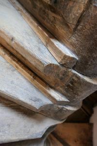 a close up of the wooden roof of a building at Hotel Roter Ochsen in Solothurn