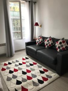 巴黎的住宿－佛魯姆德斯哈萊斯公寓式酒店，带沙发和地毯的客厅
