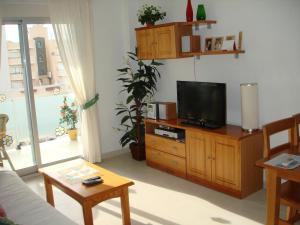 A television and/or entertainment centre at Reception La Rotonda Aparthotel