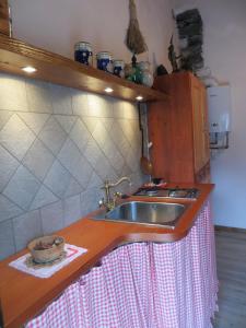 a kitchen with a sink and a counter top at Baita Stampa in Chiesa in Valmalenco