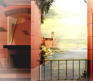 une peinture d'une chambre avec vue sur l'océan dans l'établissement Racconti di Mare - 5 Terre JRE, à La Spezia