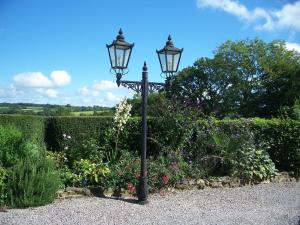 um poste de luz preto em frente a um jardim em Fernside Bed and Breakfast em Templeton