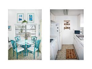kuchnia i jadalnia ze stołem i krzesłami w obiekcie Beauport One-Bedroom Apartment we Freeport