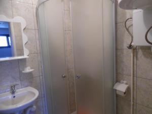 a bathroom with a shower and a sink at Apartments Selena & Doroteja in Soko Banja