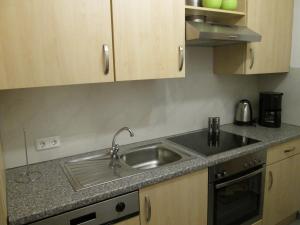 a kitchen with a sink and a counter top at Ferienwohnung Iris Schumacher in Simmerath