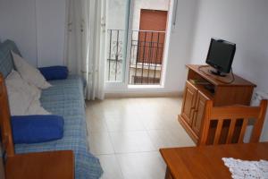 Televízia a/alebo spoločenská miestnosť v ubytovaní Apartamentos rurales Benafer