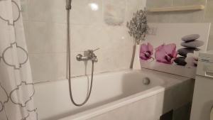 a bathroom with a bath tub with a shower at Amazing View Pirano in Piran +48 photos