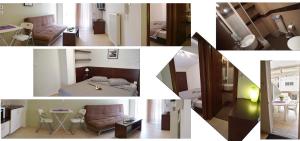 a collage of photos of a bedroom and a room at Ameris Studios & Apartments in Neos Marmaras