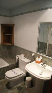 a bathroom with a toilet and a sink at Hotel Conventin in Villaviciosa