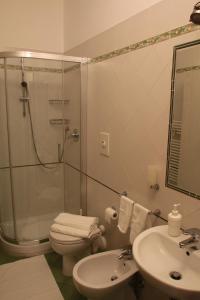 ein Bad mit einer Dusche, einem WC und einem Waschbecken in der Unterkunft dany holidays apartment in Florenz