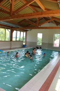 a group of people swimming in a swimming pool at Le Chêne Perché in Signy-lʼAbbaye