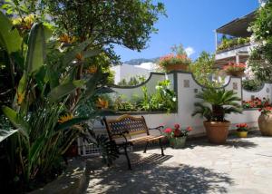a bench in the courtyard of a house with plants at Villa Le Terrazze di Capri in Capri