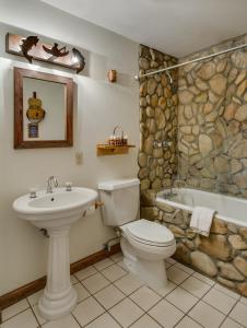 a bathroom with a toilet and a sink and a tub at Minturn Inn in Minturn
