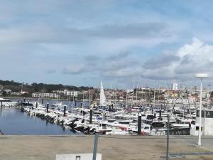 a bunch of boats docked in a harbor at Starfish House in Vila Nova de Gaia