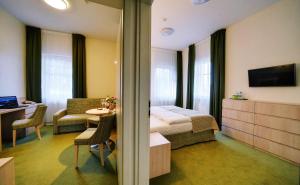 Televízia a/alebo spoločenská miestnosť v ubytovaní Hotel Willa Odkrywców