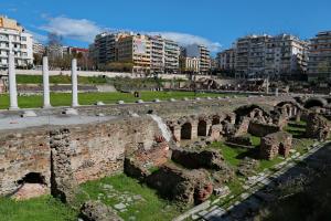 ancient ruins of a city with buildings in the background at Vintage 1930's flat in the center of Thessaloniki in Thessaloniki