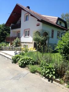 a house with a garden in front of it at Apartman Jasmin in Čatrnja