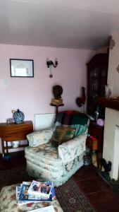 a living room with a couch and a fireplace at Mountain Ash in Horncastle