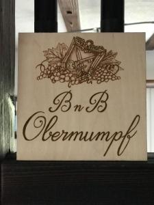 Certifikát, hodnocení, plakát nebo jiný dokument vystavený v ubytování Bed n Breakfast Obermumpf
