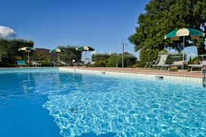 a large swimming pool with chairs and umbrellas at Casa Vacanze Bicchi in Scarlino