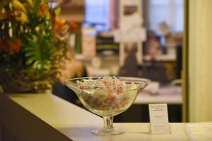 a bowl of salad sitting on top of a counter at Hotel Hirschen in Zürich