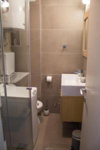 a small bathroom with a toilet and a sink at Bardolino Apartment in Belgrade