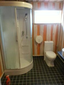 a bathroom with a shower and a toilet at Rannapera in Peraküla